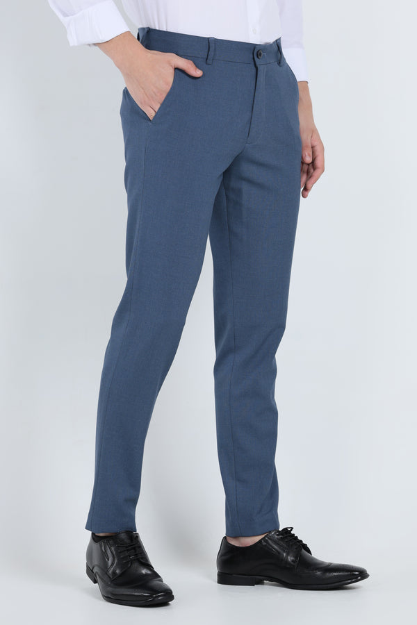 Melange Blue Formal Pants - IVYN