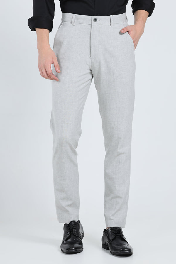 Melange Light Grey Formal Pants - IVYN