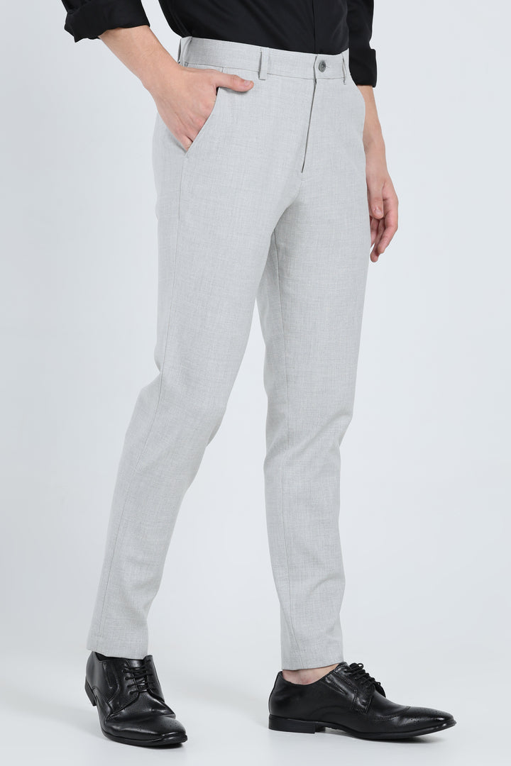 Melange Light Grey Formal Pants - IVYN
