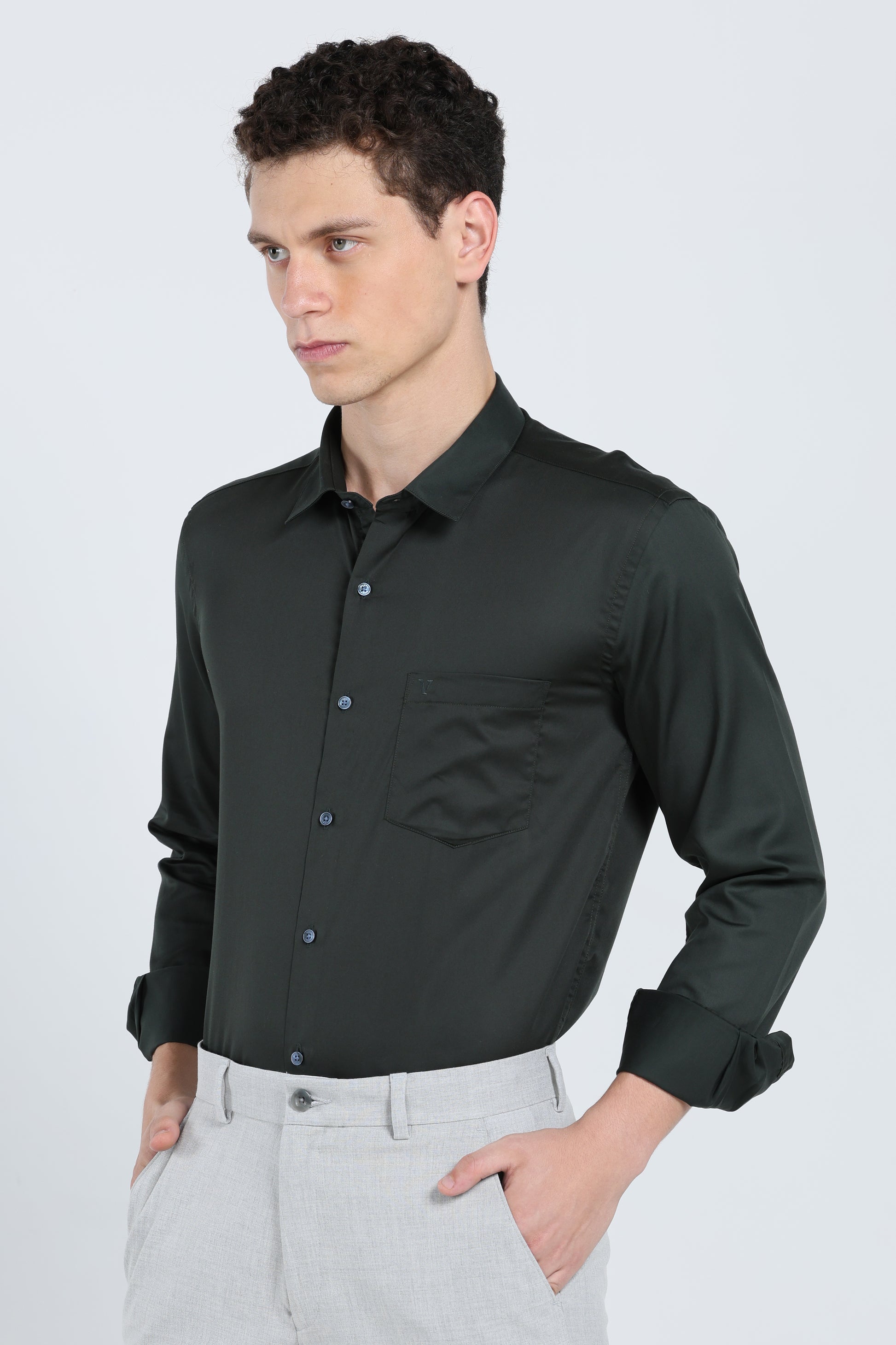 Pristine Jet Black Dress Shirt - IVYN