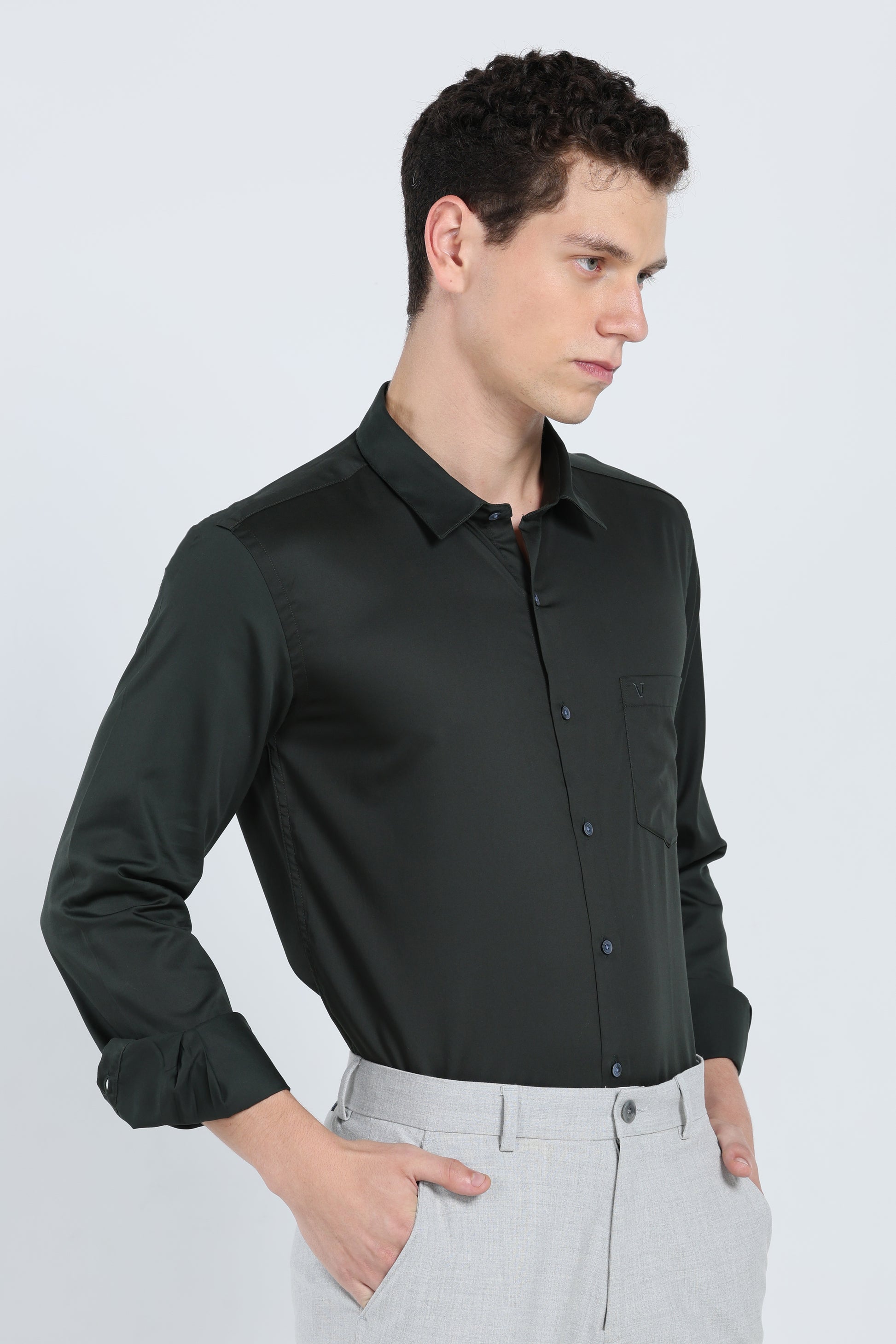 Pristine Jet Black Dress Shirt - IVYN