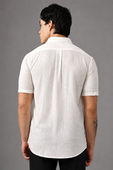 IVYN Pure Linen Half Sleeve Shirt White - Back