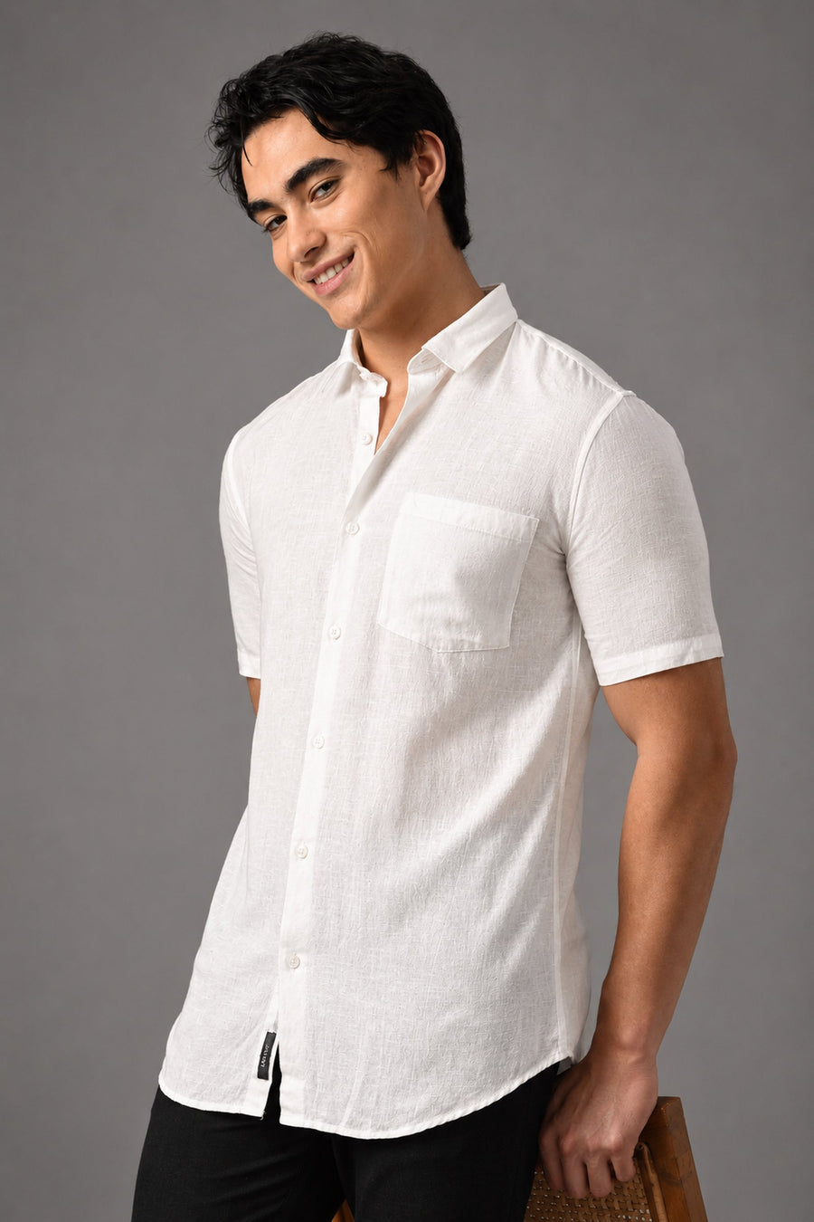 IVYN Pure Linen Half Sleeve Shirt White - Details
