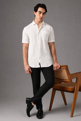 IVYN Pure Linen Half Sleeve Shirt White - Full