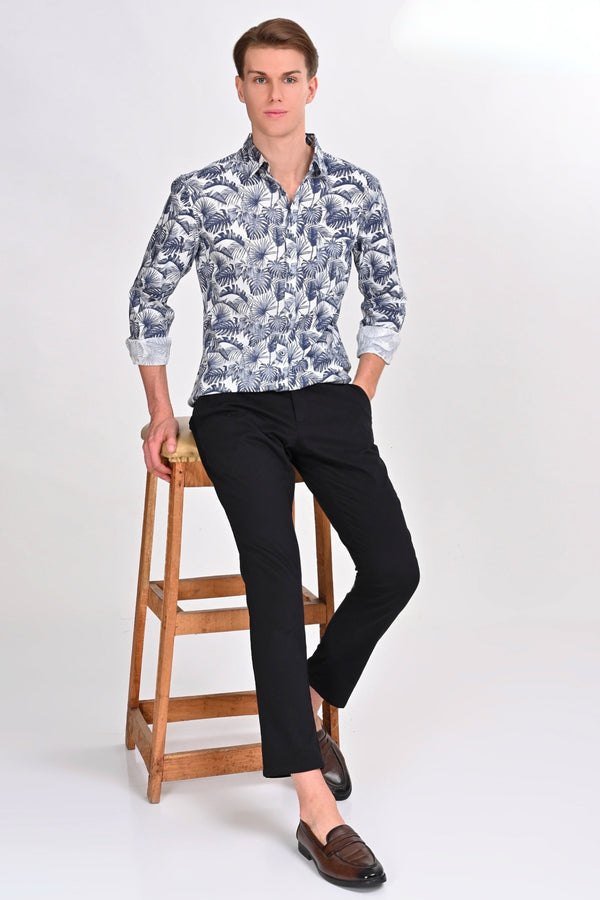 Aiden White & Blue Leaf Shirt (image 1)