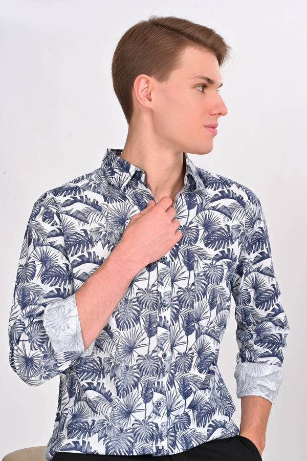 Aiden White & Blue Leaf Shirt (image 4)