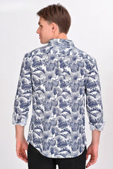 Aiden White & Blue Leaf Shirt - IVYN