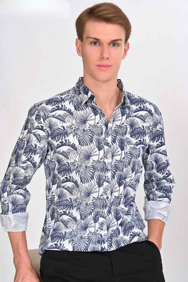 Aiden White & Blue Leaf Shirt (image 2)