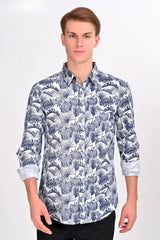 Aiden White & Blue Leaf Shirt