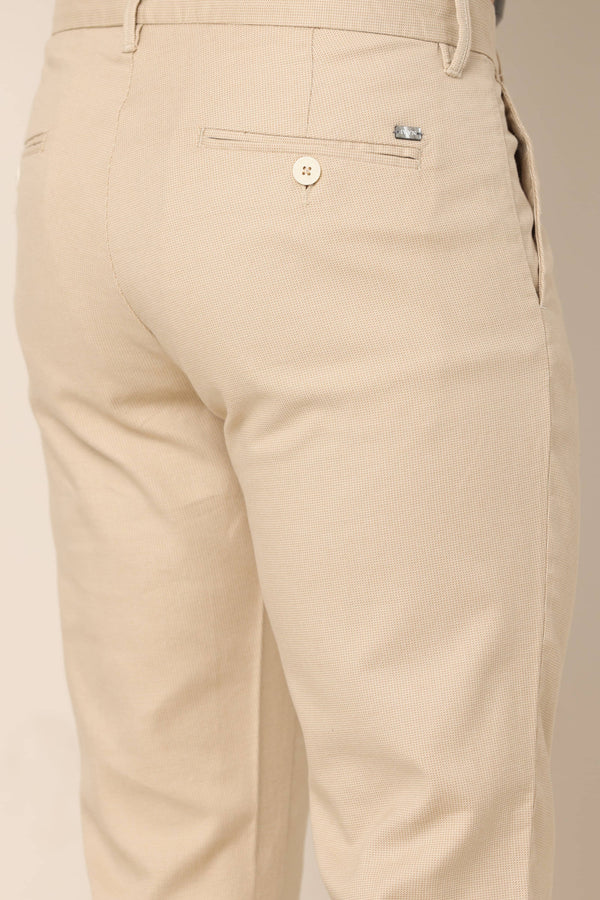 Airflex Beige Checked Cotton Chinos (image 6)