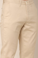 Airflex Beige Checked Cotton Chinos - IVYN