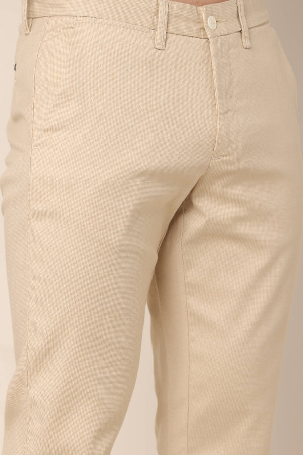 Airflex Beige Checked Cotton Chinos (image 4)