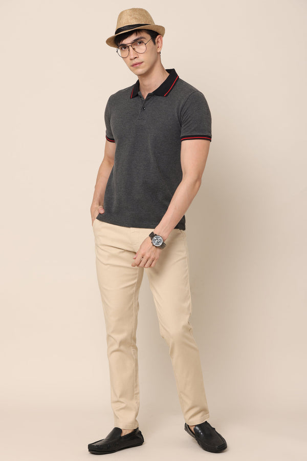 Airflex Beige Checked Cotton Chinos (image 1)