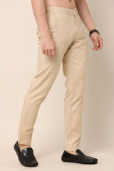 Airflex Beige Checked Cotton Chinos