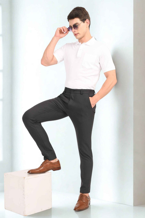 Ankle-Fit Stretch Trouser - Charcoal Black