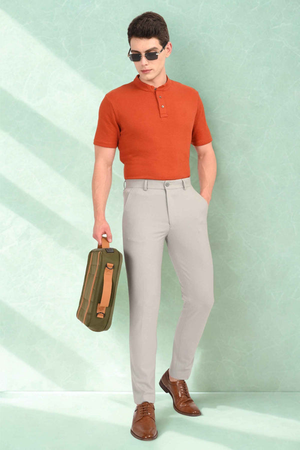 Ankle-Fit Stretch Trouser - Light Grey