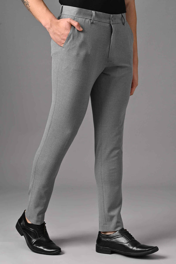 Ankle-Fit Stretch Trouser - Grey Mélange (image 1)