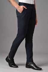 Ankle-Fit 4-Way Stretch Trouser – Navy Mélange
