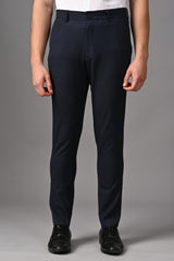 IVYN Ankle-Fit Stretch Trouser in Navy Blue Melange