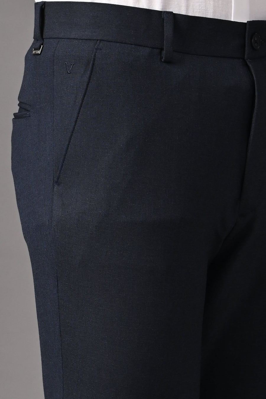 IVYN Ankle-Fit Stretch Trouser in Navy Blue Melange