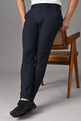 IVYN Ankle-Fit Stretch Trouser in Navy Blue Melange