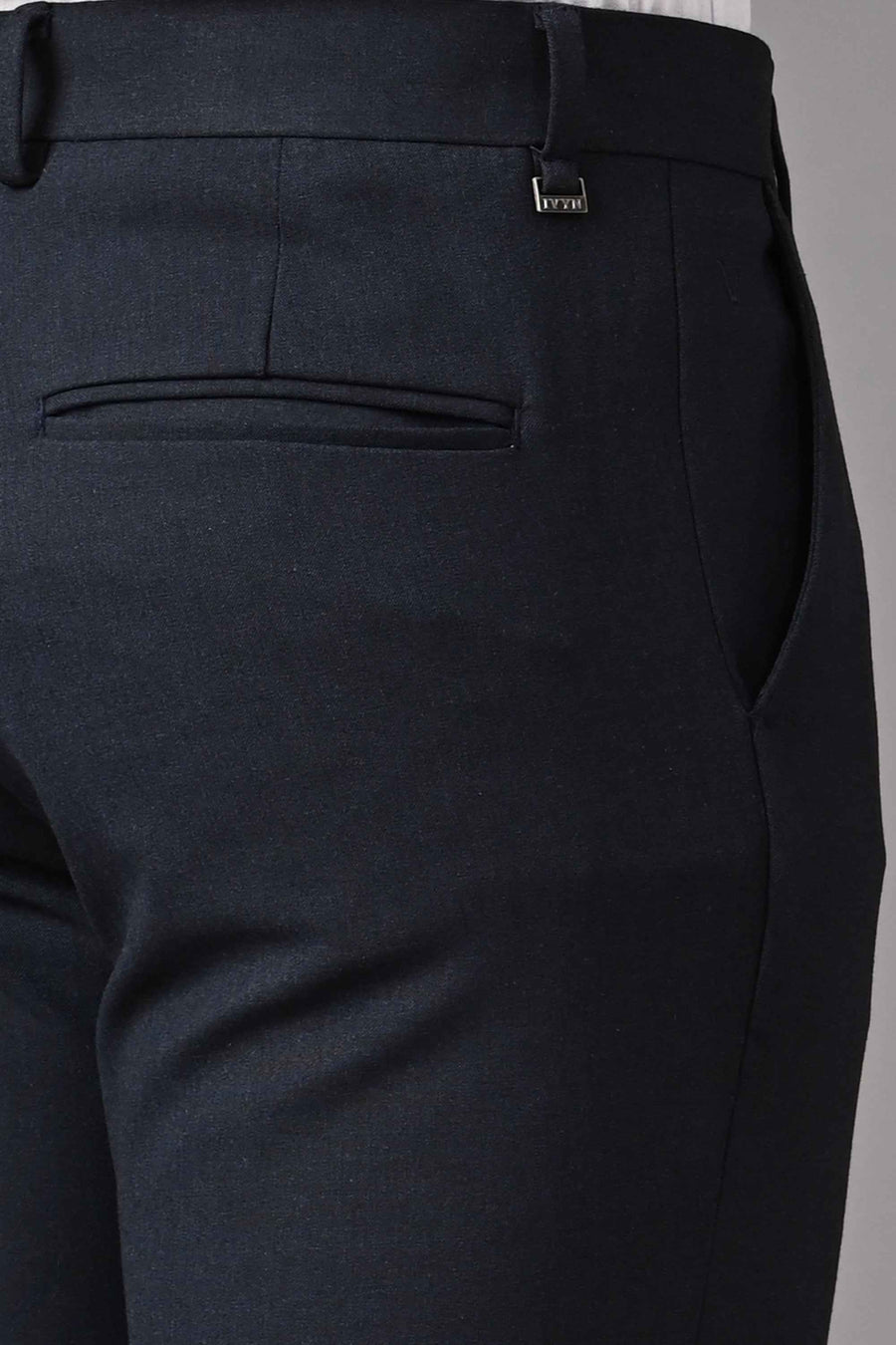 Ankle-Fit Stretch Trouser – Navy Blue Melange