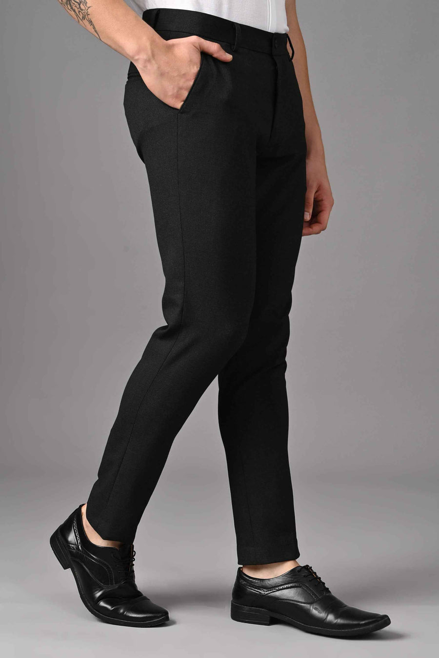 Ankle-Fit Stretch Trouser – Charcoal Black Melange
