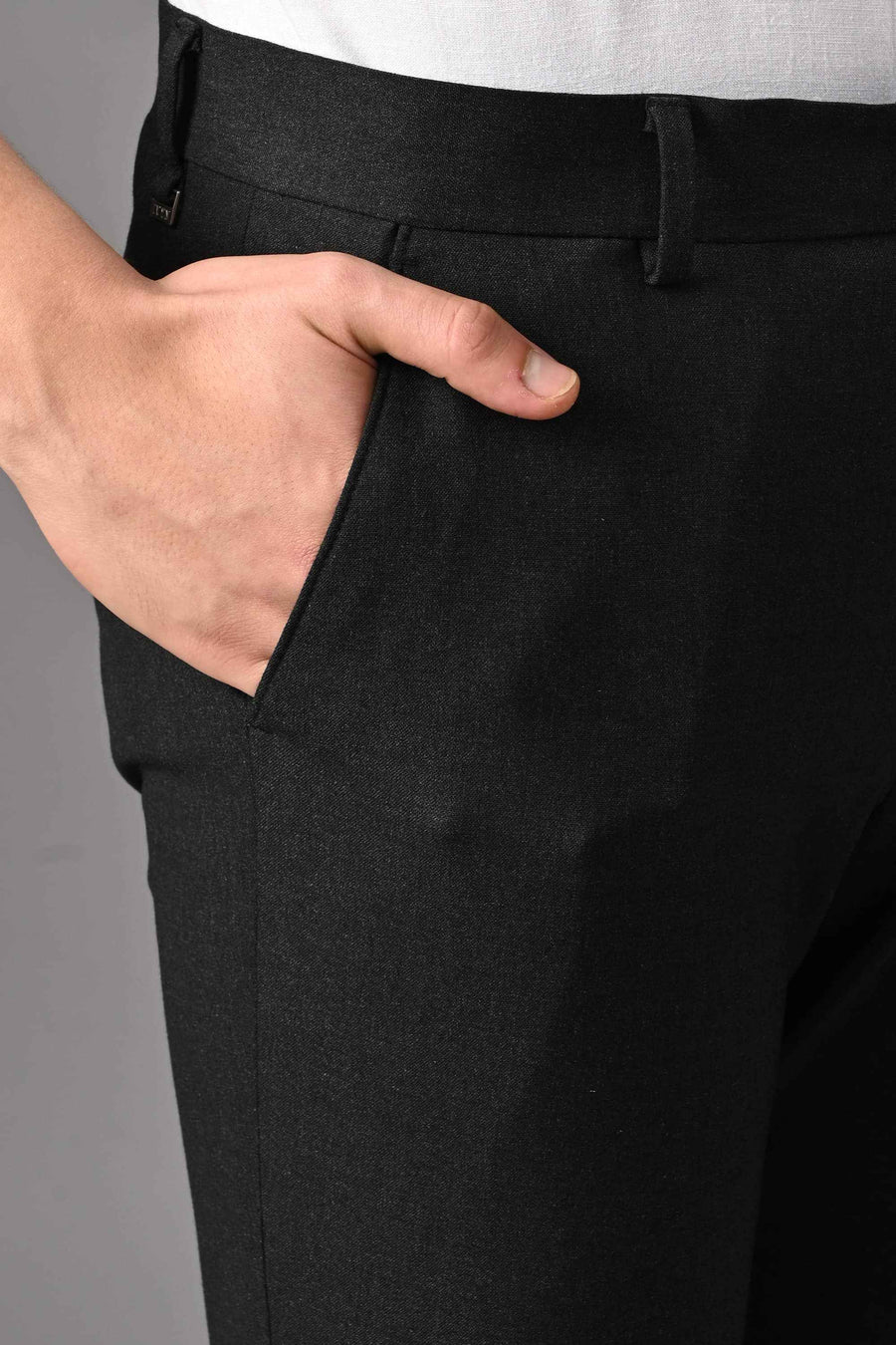 Ankle-Fit Stretch Trouser – Charcoal Black Melange