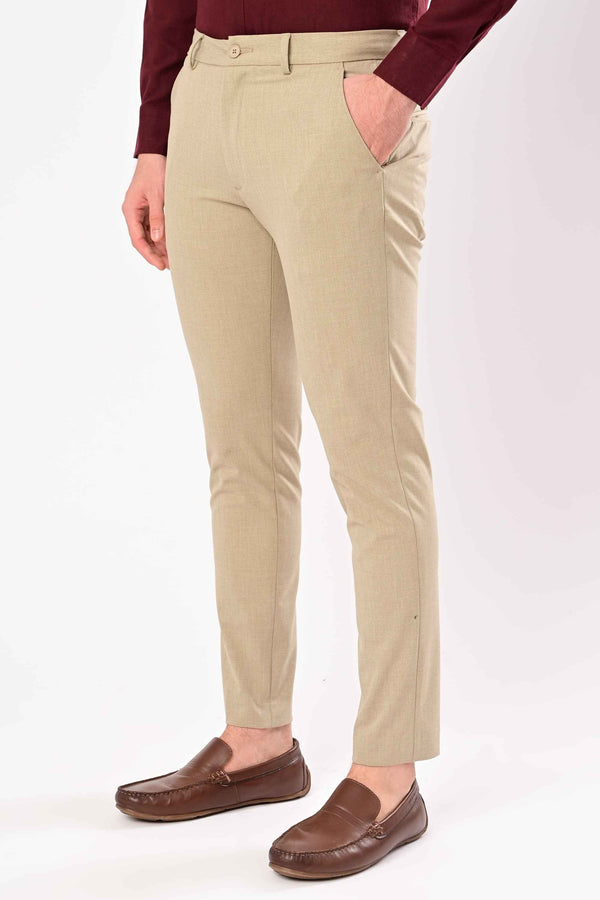 Ankle-Fit Stretch Trouser - Beige Melange alternate view