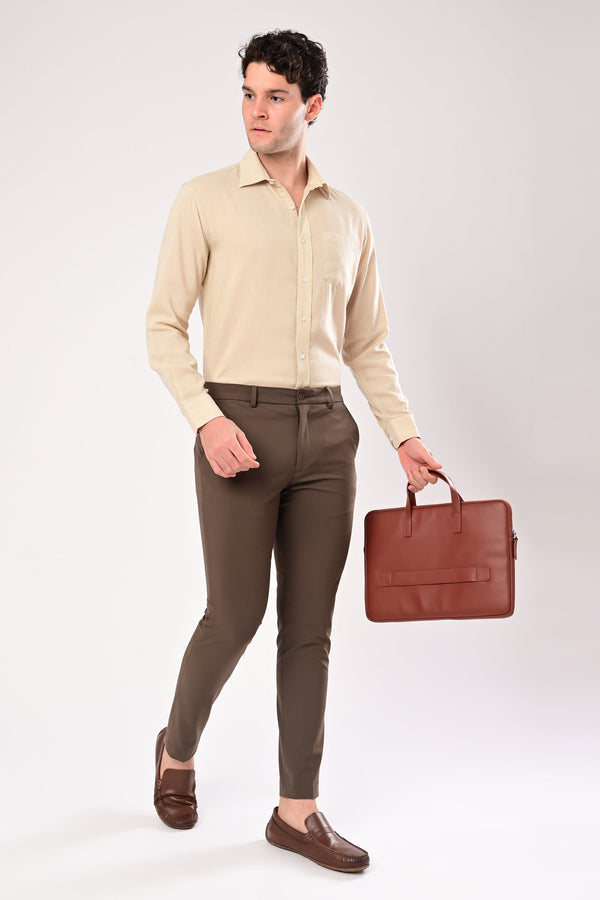 Ankle-Fit Stretch Trouser - Eco Brown (image 1)