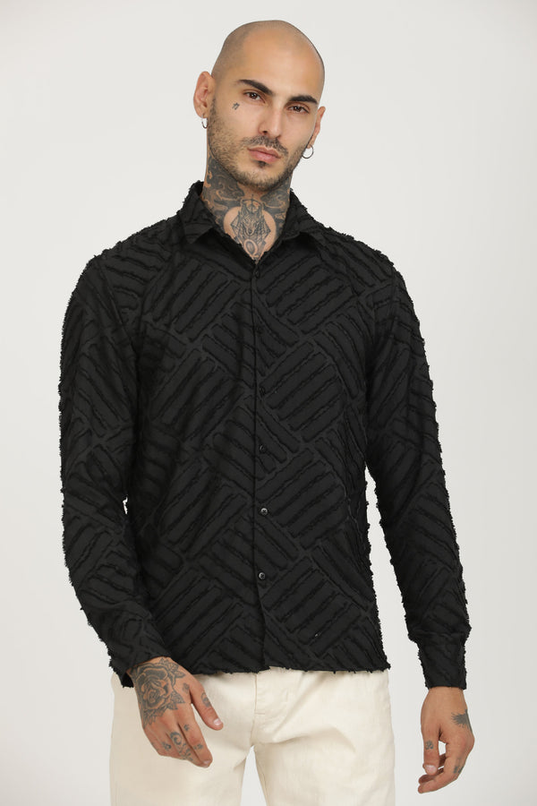 Black  4-Way Stretch Inverted Jakarta Casual Shirt (image 2)