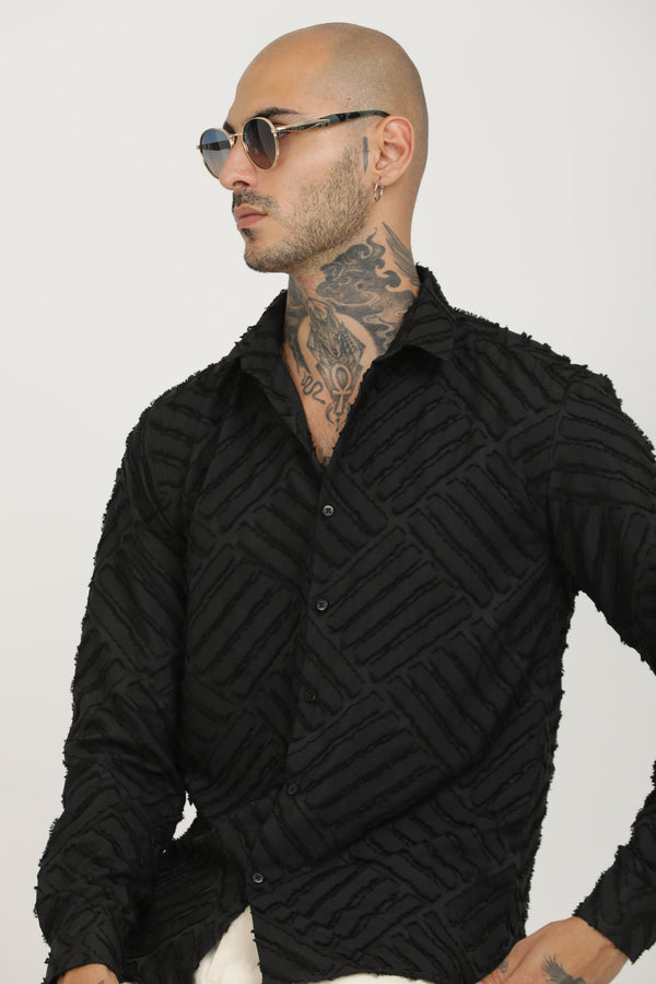 Black  4-Way Stretch Inverted Jakarta Casual Shirt (image 5)