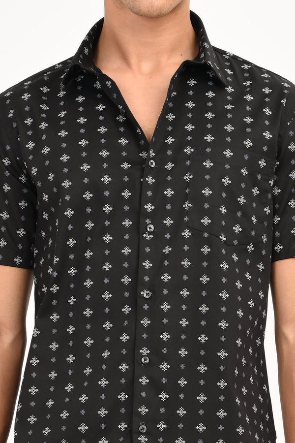 Black Printed Half Sleeve Casual Shirt — alternate view