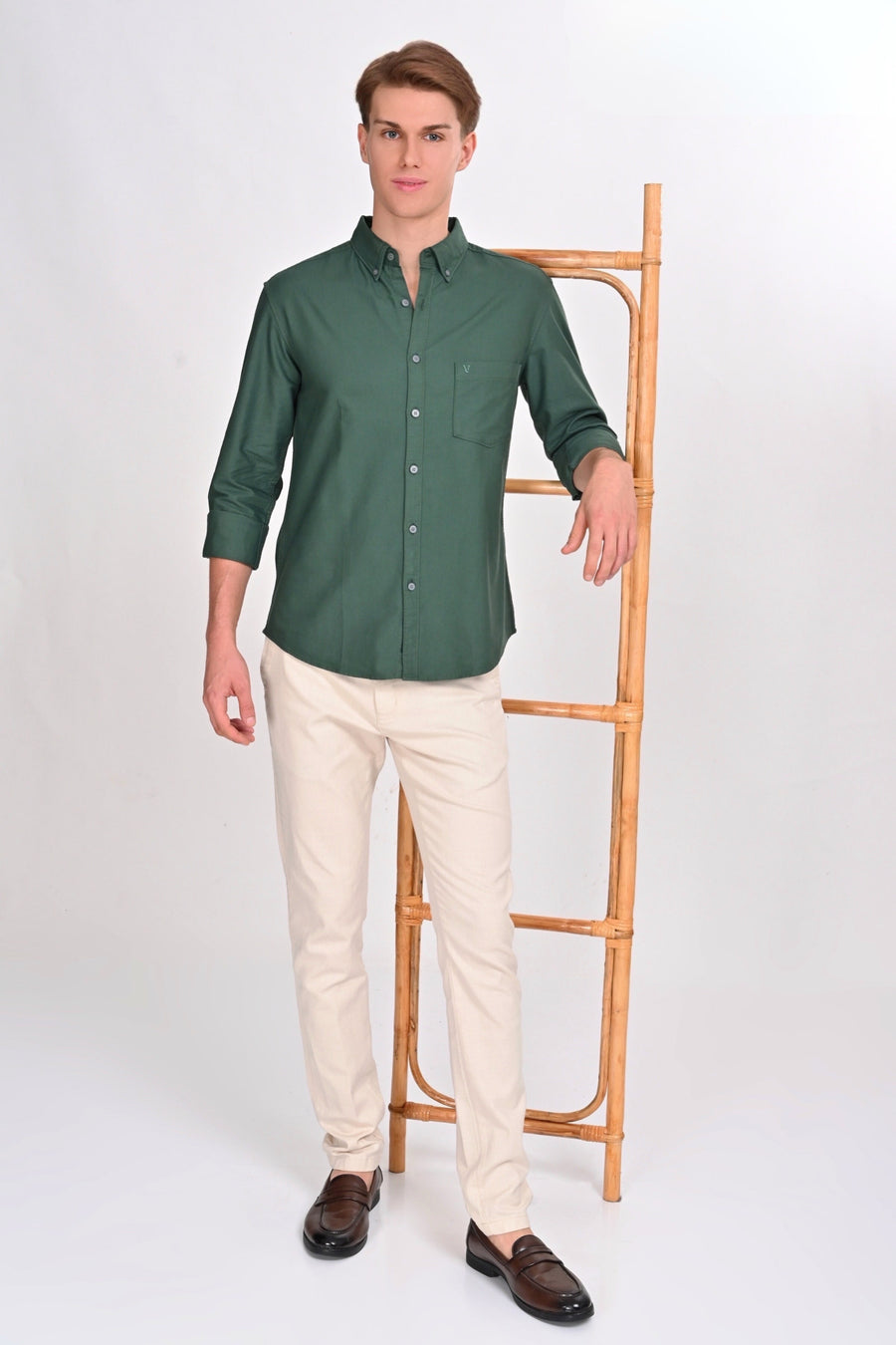 Forest Green Solid Martin Shirt - IVYN