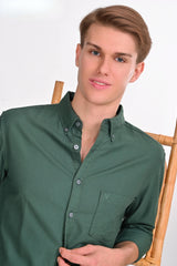 Forest Green Solid Martin Shirt - IVYN