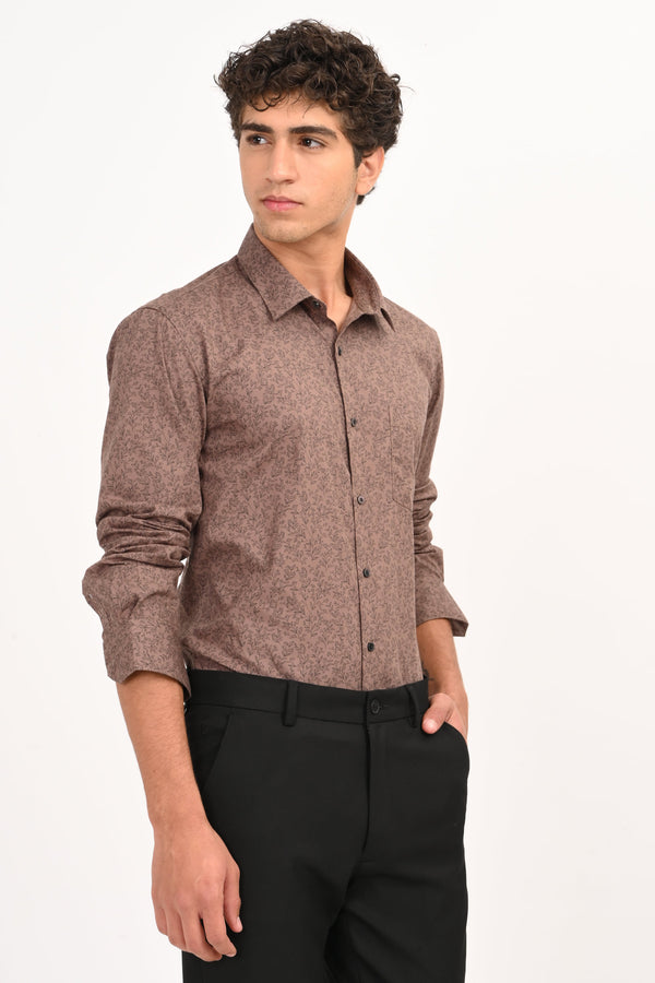 IVYN Signature Brown Leaf Print Full Sleeve Shirt (image 1)
