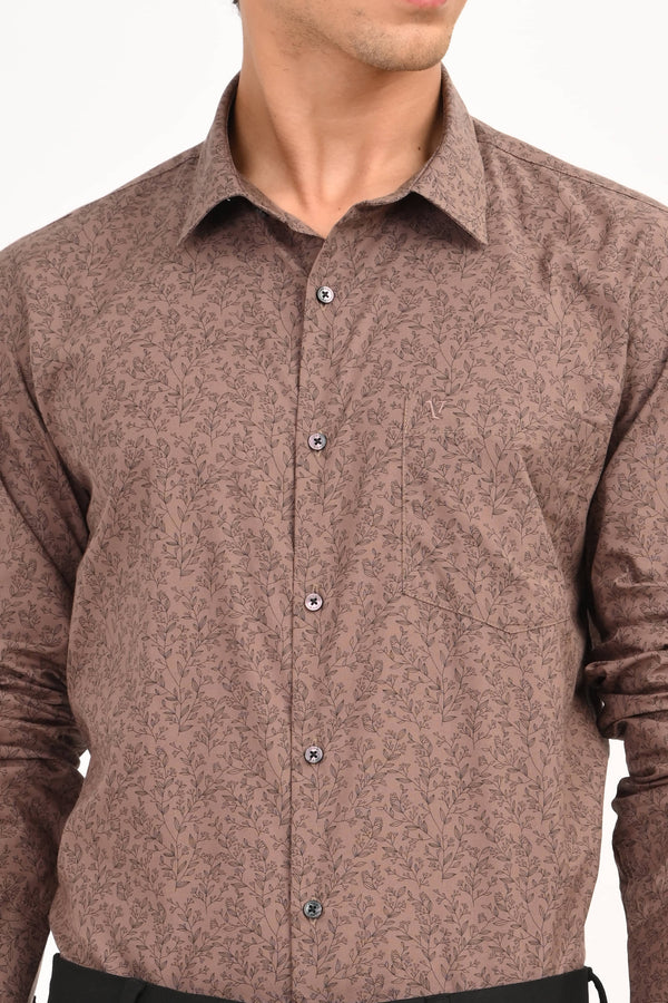 IVYN Signature Brown Leaf Print Full Sleeve Shirt — alternate view