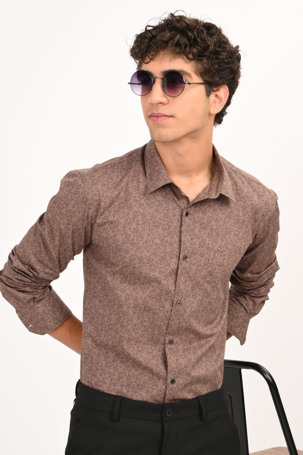 IVYN Signature Brown Leaf Print Full Sleeve Shirt (image 3)