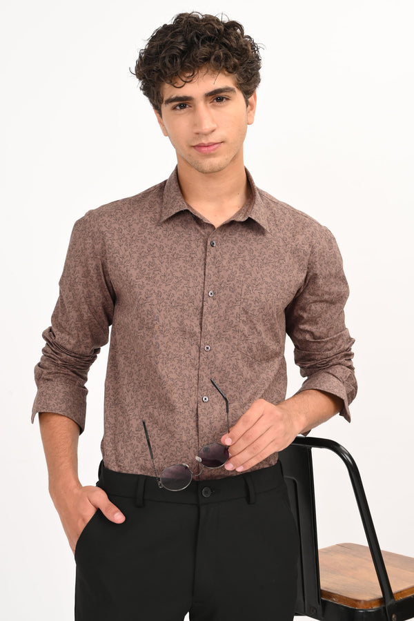 IVYN Signature Brown Leaf Print Full Sleeve Shirt (image 5)