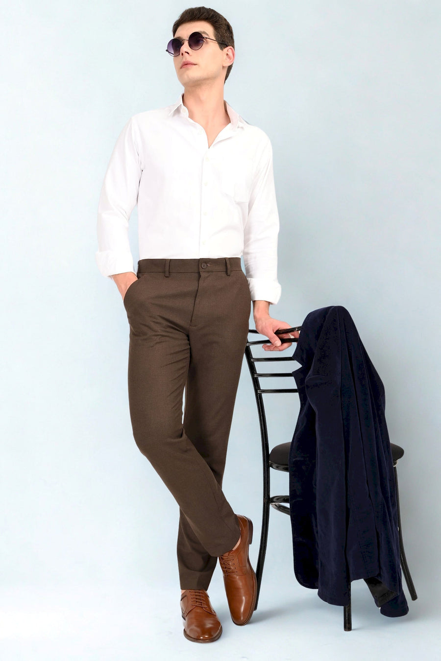 Brown Mélange – Ultra Slim Fit 4-Way Stretch Formal Trouser
