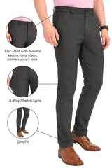 Charcoal Black – Ultra Slim Fit 4-Way Stretch Formal Trouser - IVYN