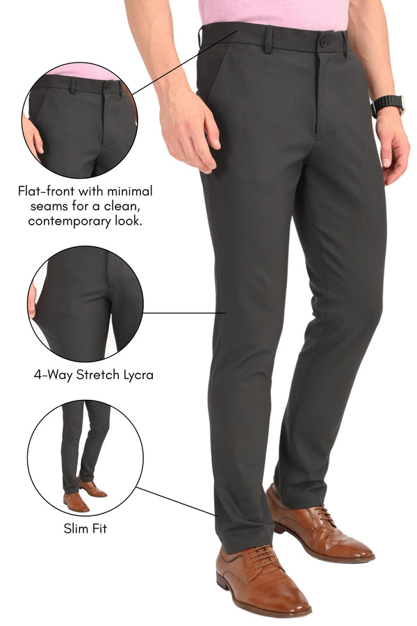 Charcoal Black – Ultra Slim Fit 4-Way Stretch Formal Trouser — alternate view