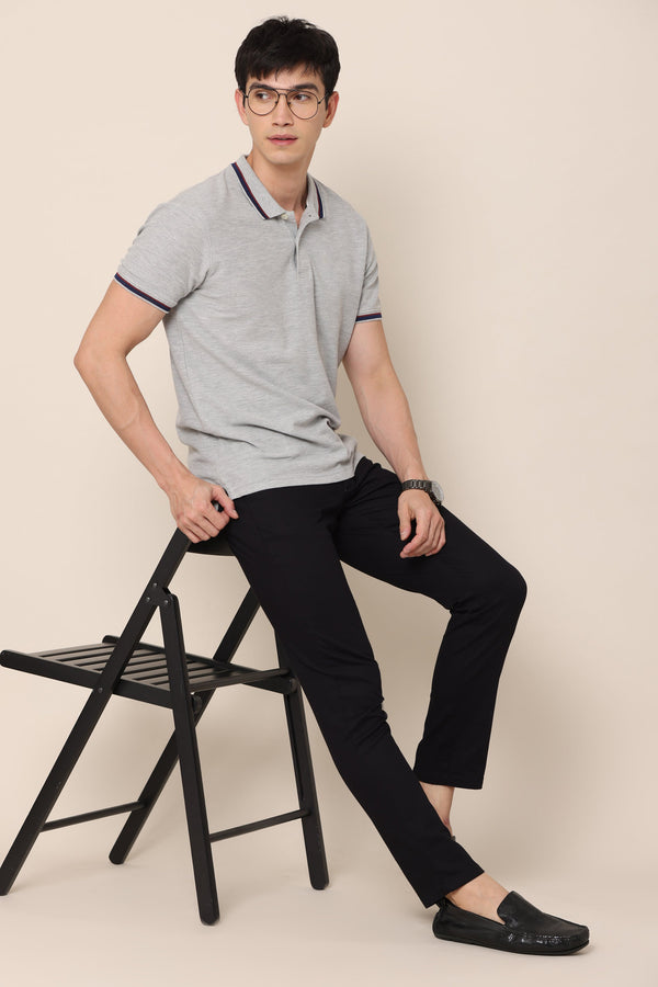 Classic Black Dobby Cotton Chinos (image 1)