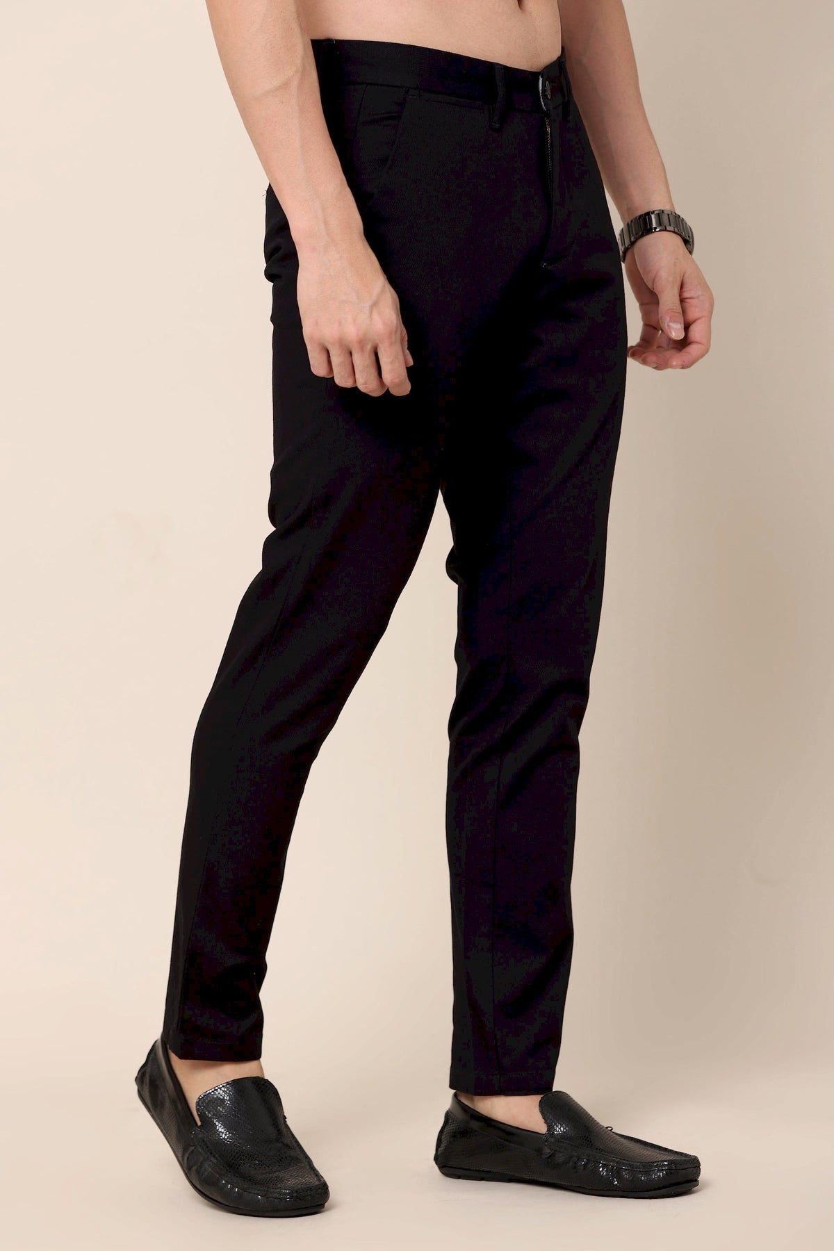Classic Black Dobby Cotton Chinos