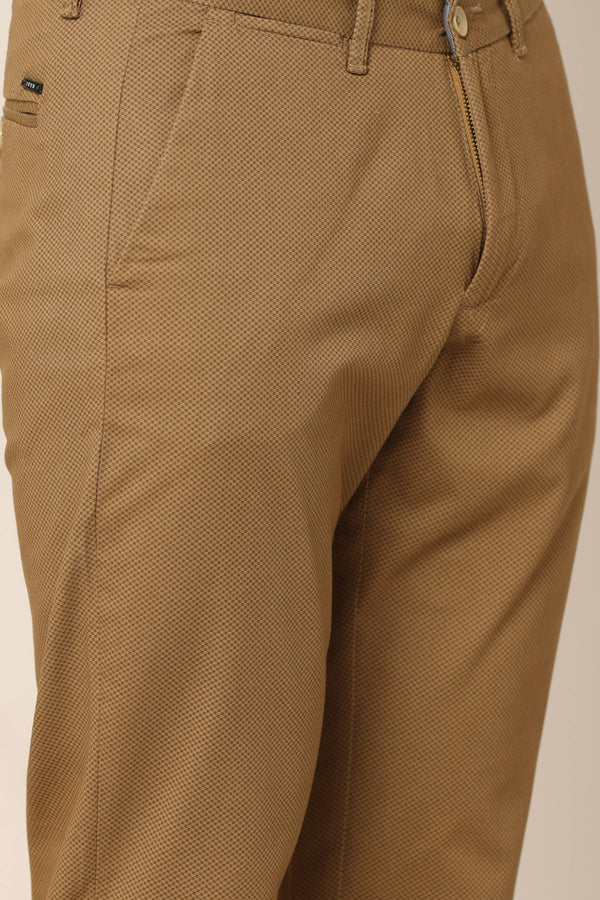 Classic Chocolate  Brown Cotton Checked Chinos - Brown (image 1)