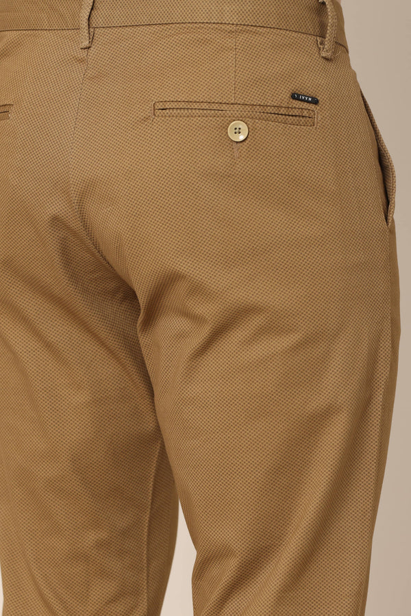 Classic Chocolate  Brown Cotton Checked Chinos - Brown (image 6)