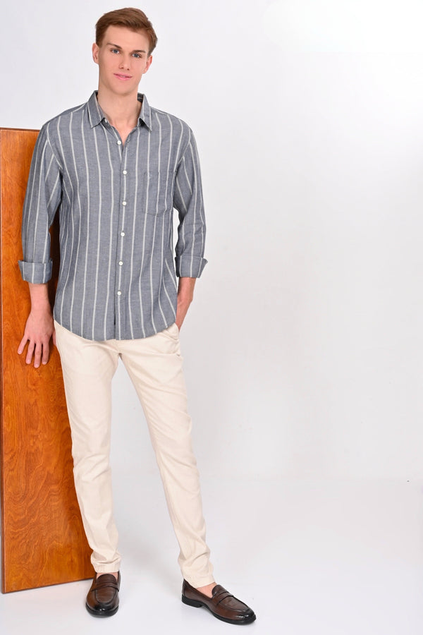 Colton Grey & White Striped Shirt (image 1)
