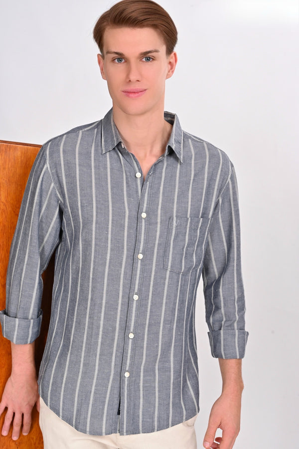 Colton Grey & White Striped Shirt (image 2)