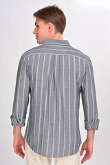 Colton Grey & White Striped Shirt - IVYN