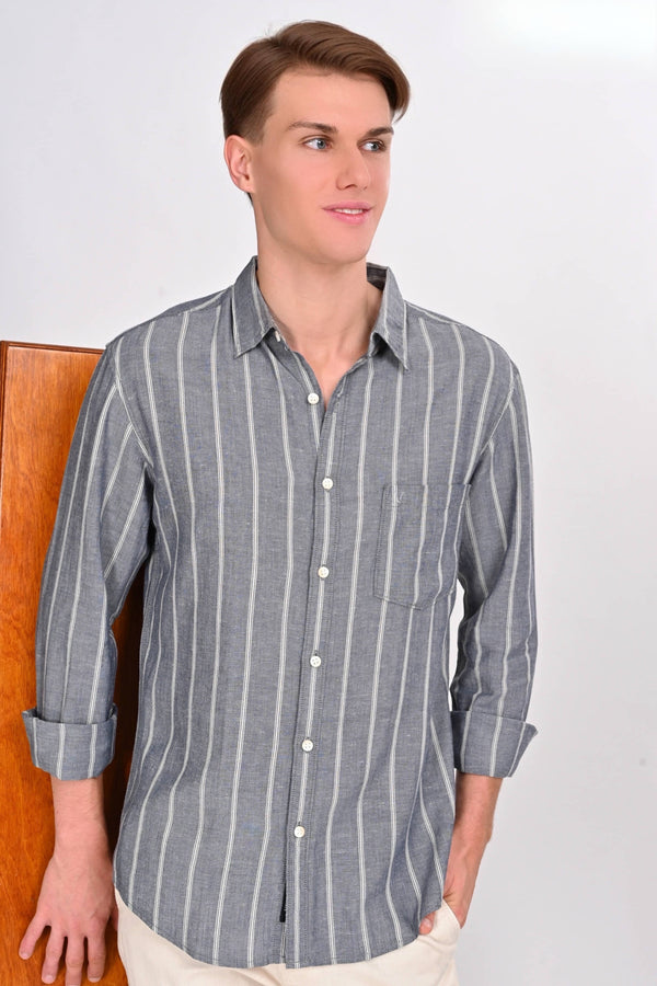 Colton Grey & White Striped Shirt (image 4)